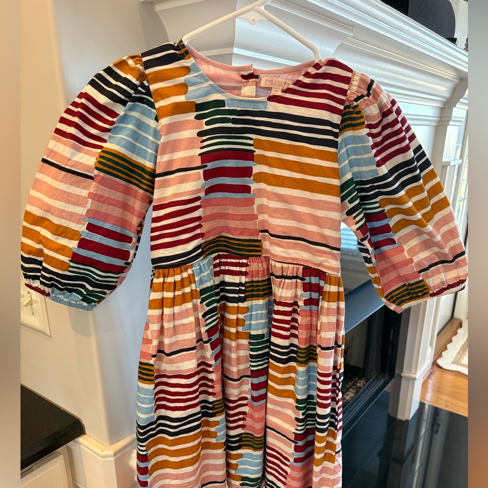 Pink Chicken Multicolor Striped Kids Dress